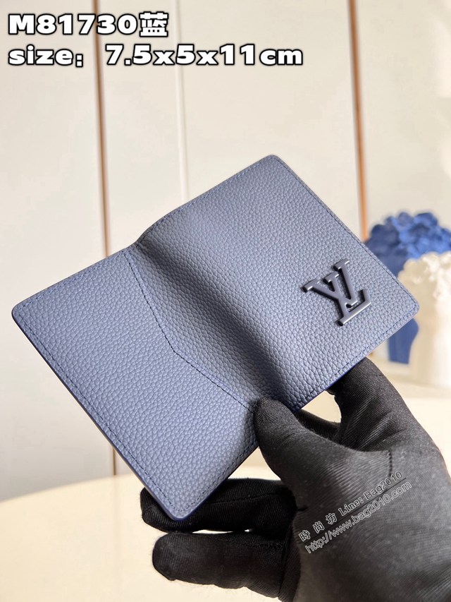LV專櫃2023新款Aerogram系列男士口袋錢夾卡包 M81730藍 路易威登經典袋裝萬用錢包 dn1269